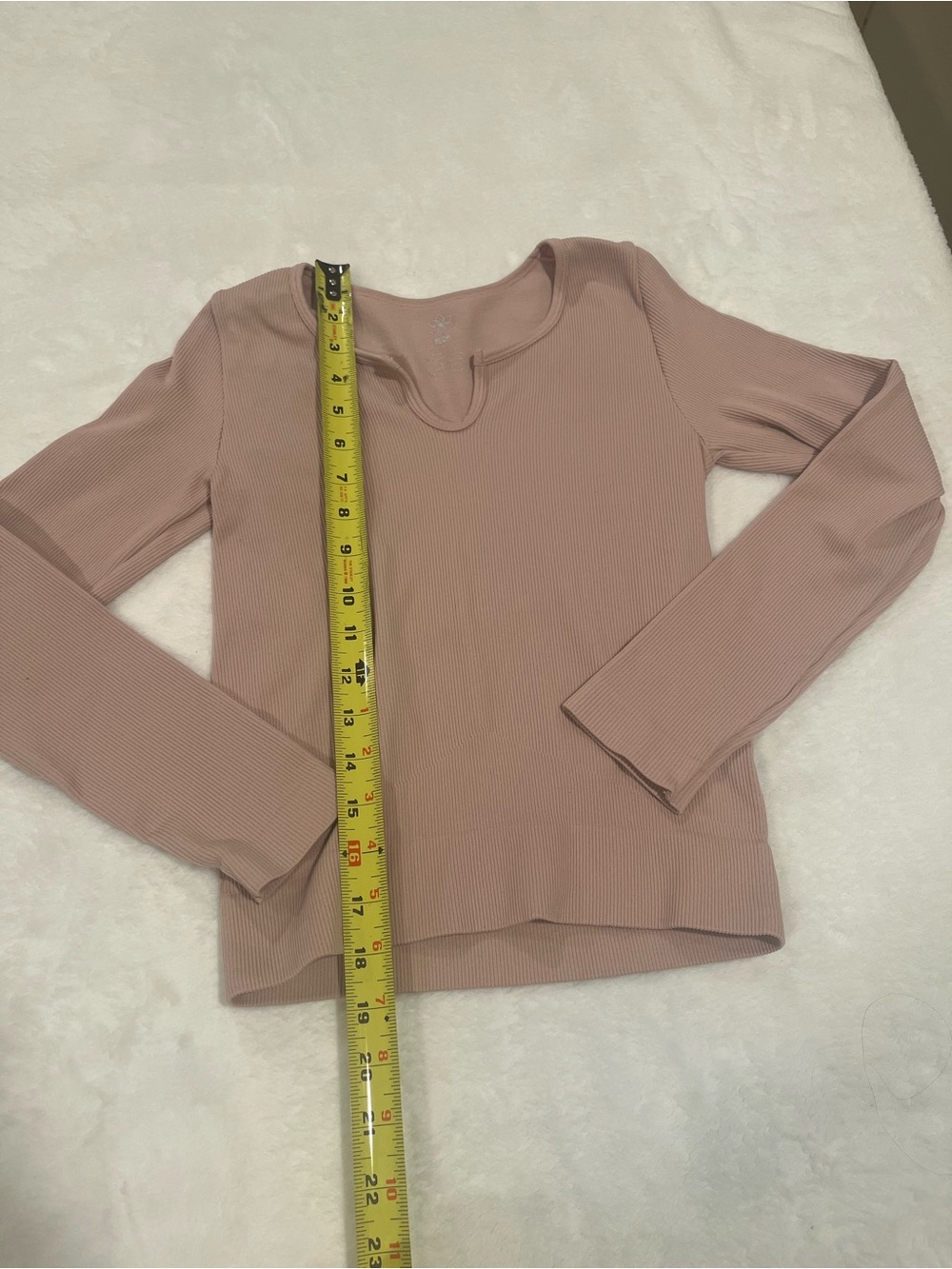 AURA Ribbed Notch Neck Long Sleeve Top - small/medium - Picture 5 of 6